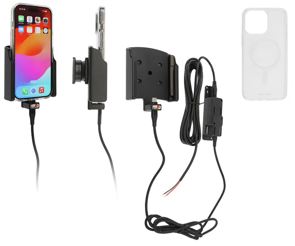 Brodit Mobiliskal aktiivisella pidikkeellä kiinteää asennusta varten, Apple iPhone 15 Pro 
