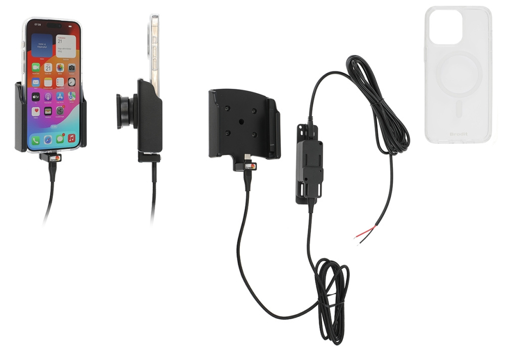 Brodit mobiilikuori aktiivipidikkeellä kiinteää asennusta varten, Apple iPhone 15 Pro Max 
