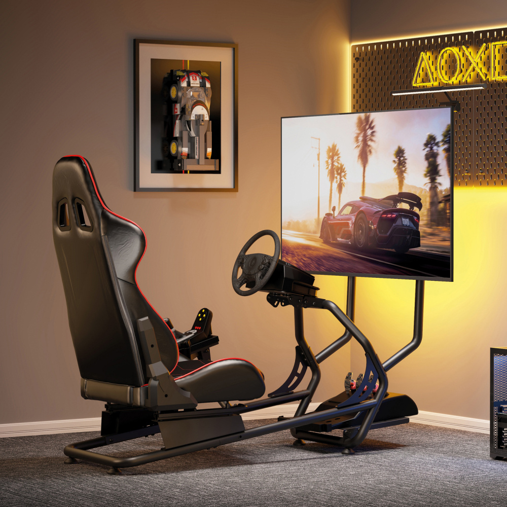 LogiLink Racing Cockpit, kilpa-ajotuoli, jossa näyttökiinnike 32-50