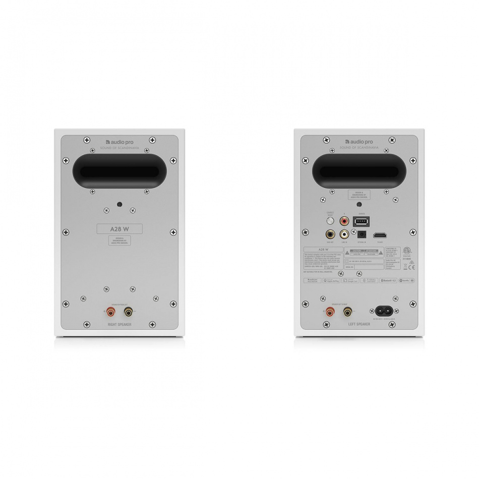 Audio Pro A28 W aktiiviset jalustakaiuttimet Wi-Fillä, valkoinen