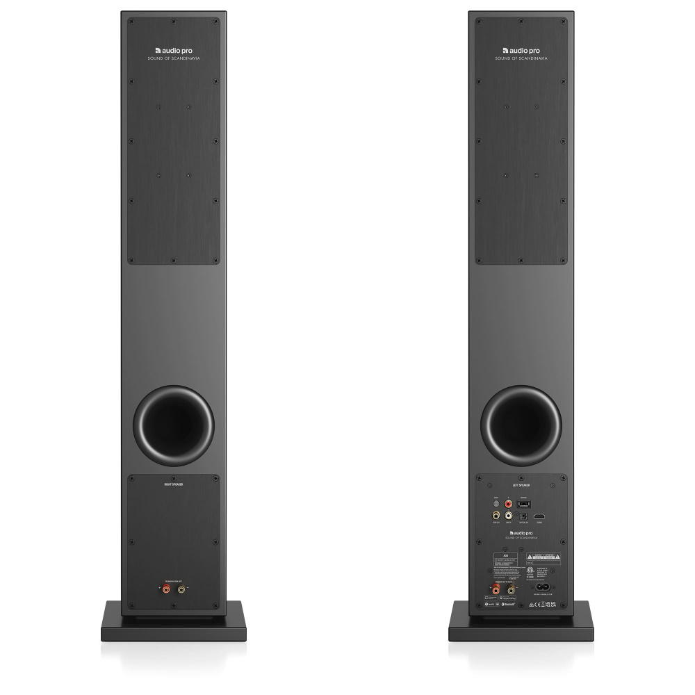 Audio Pro A38 aktiva golvhögtalare med wifi, svart par