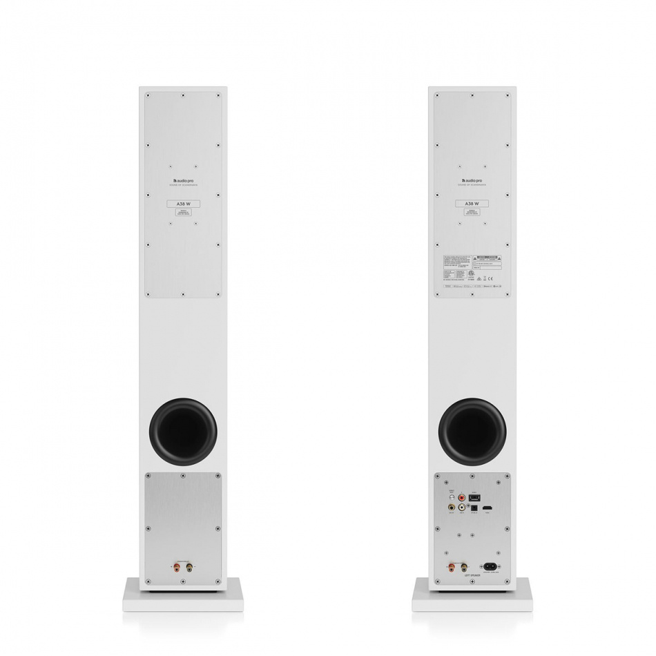 Audio Pro A38 W aktiiviset lattiaäänikaiuttimet Wi-Fi:llä, valkoinen