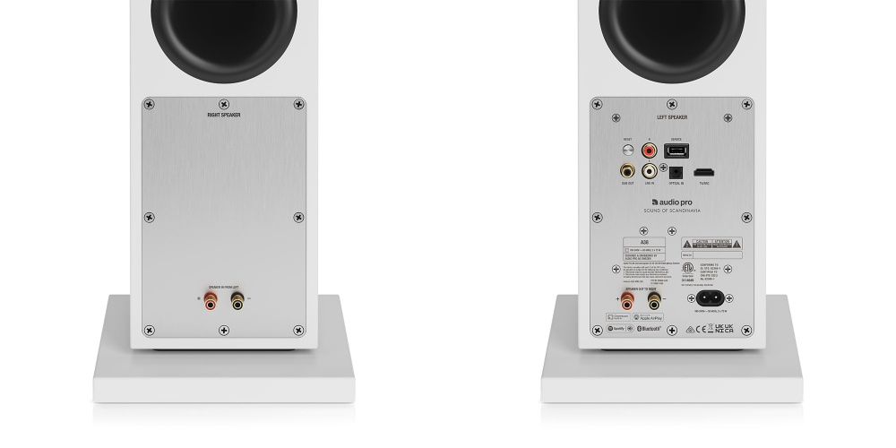 Audio Pro A38 aktiva golvhögtalare med wifi, vitt par