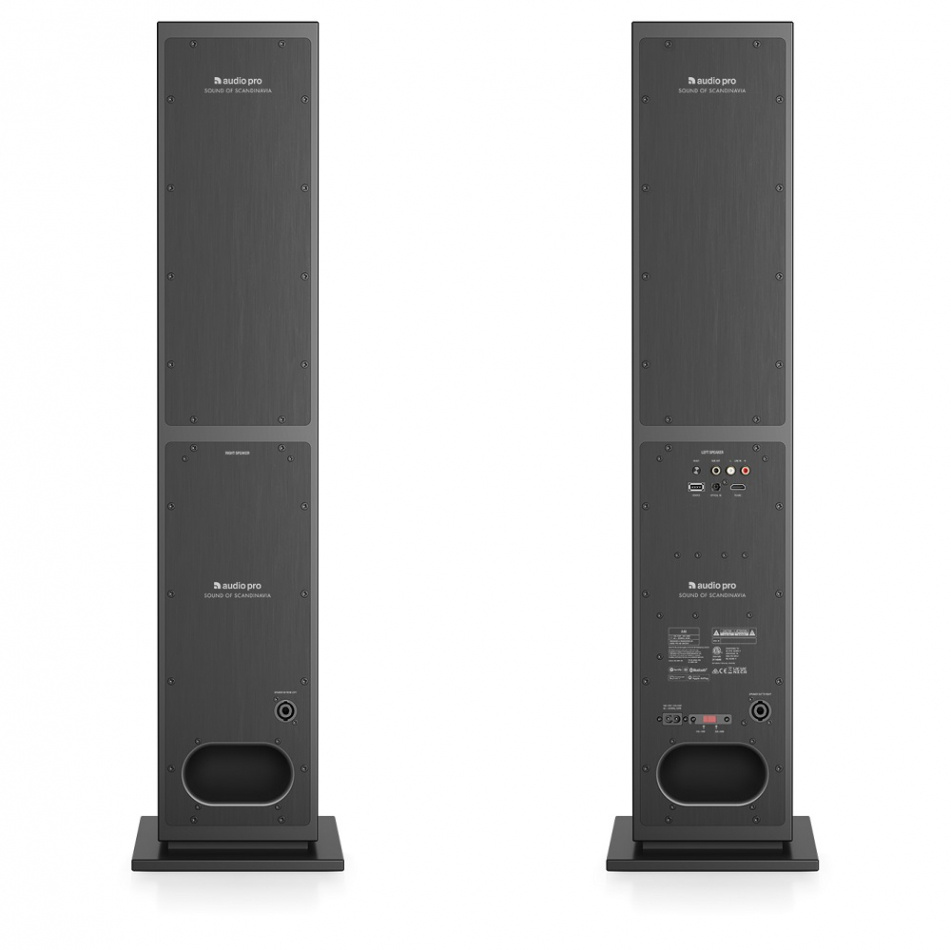 Audio Pro A48 aktiva golvhögtalare med Wi-Fi, svart par