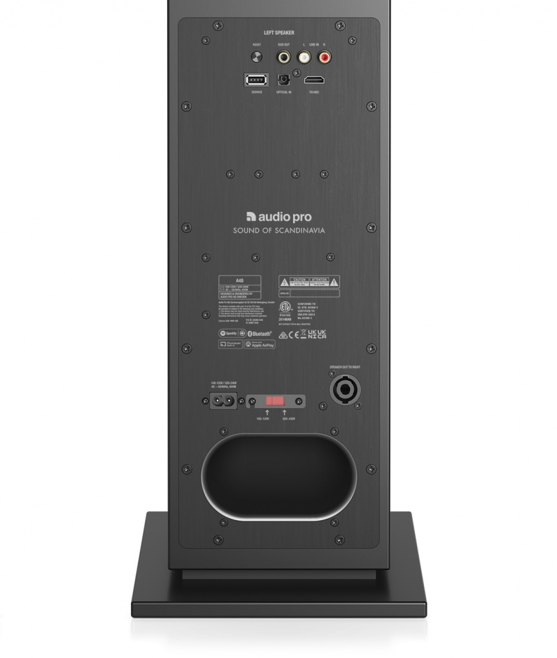 Audio Pro A48 aktiva golvhögtalare med Wi-Fi, svart par