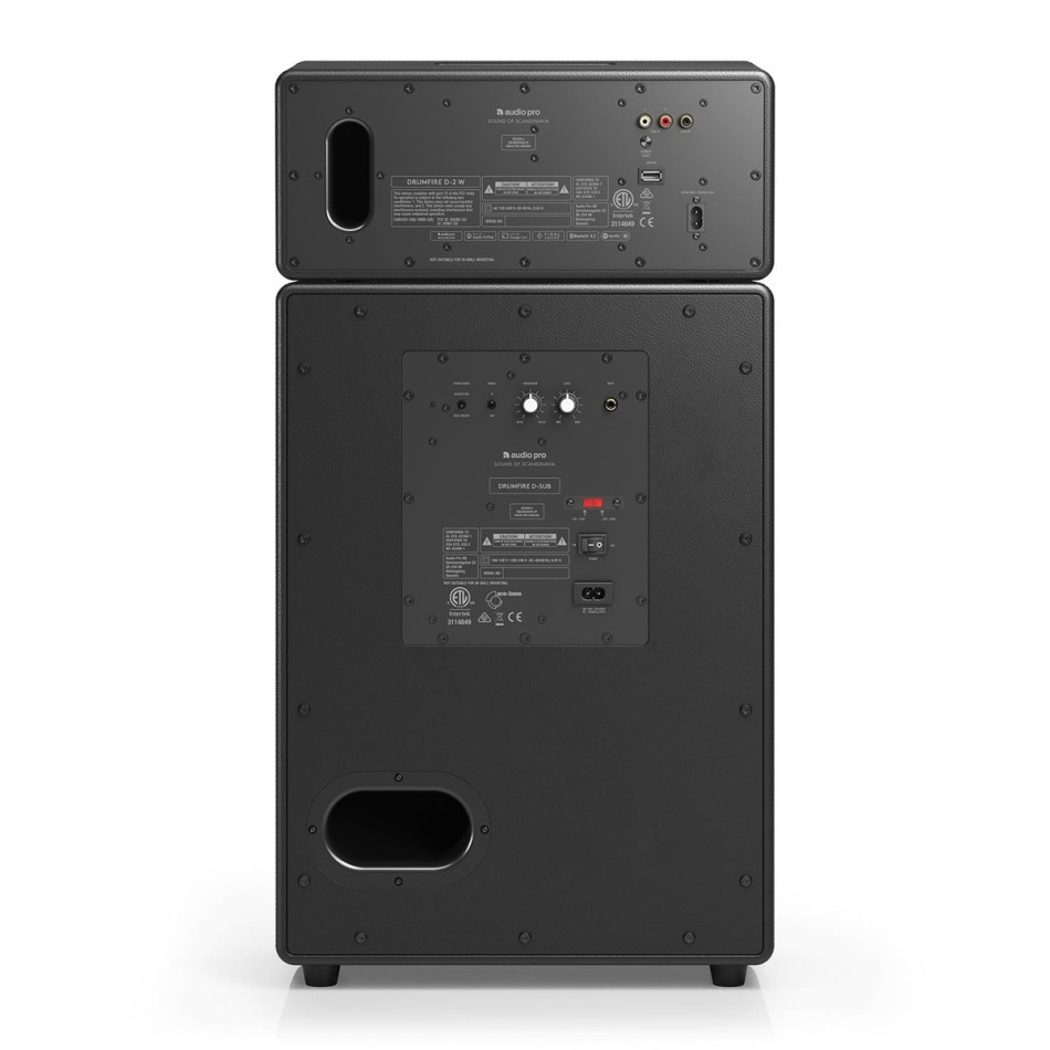 Audio Pro Drumfire II W Wi-Fi-kaiutin Google Cast & AirPlay 2:lla, musta