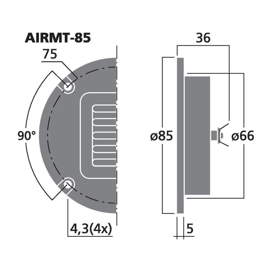 Monacor AIRMT-85, AMT-nauhadiskantti, 4 ohmia