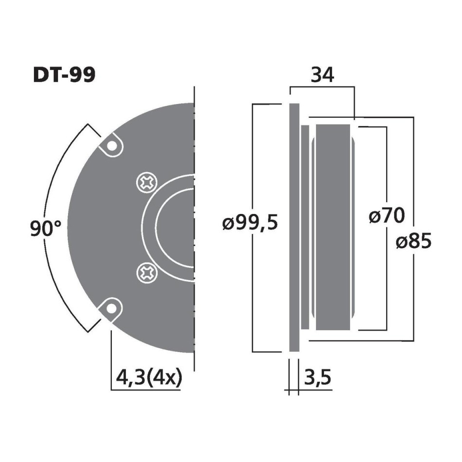 Monacor DT-99, silkkikalottidiskantti, 8 ohmia