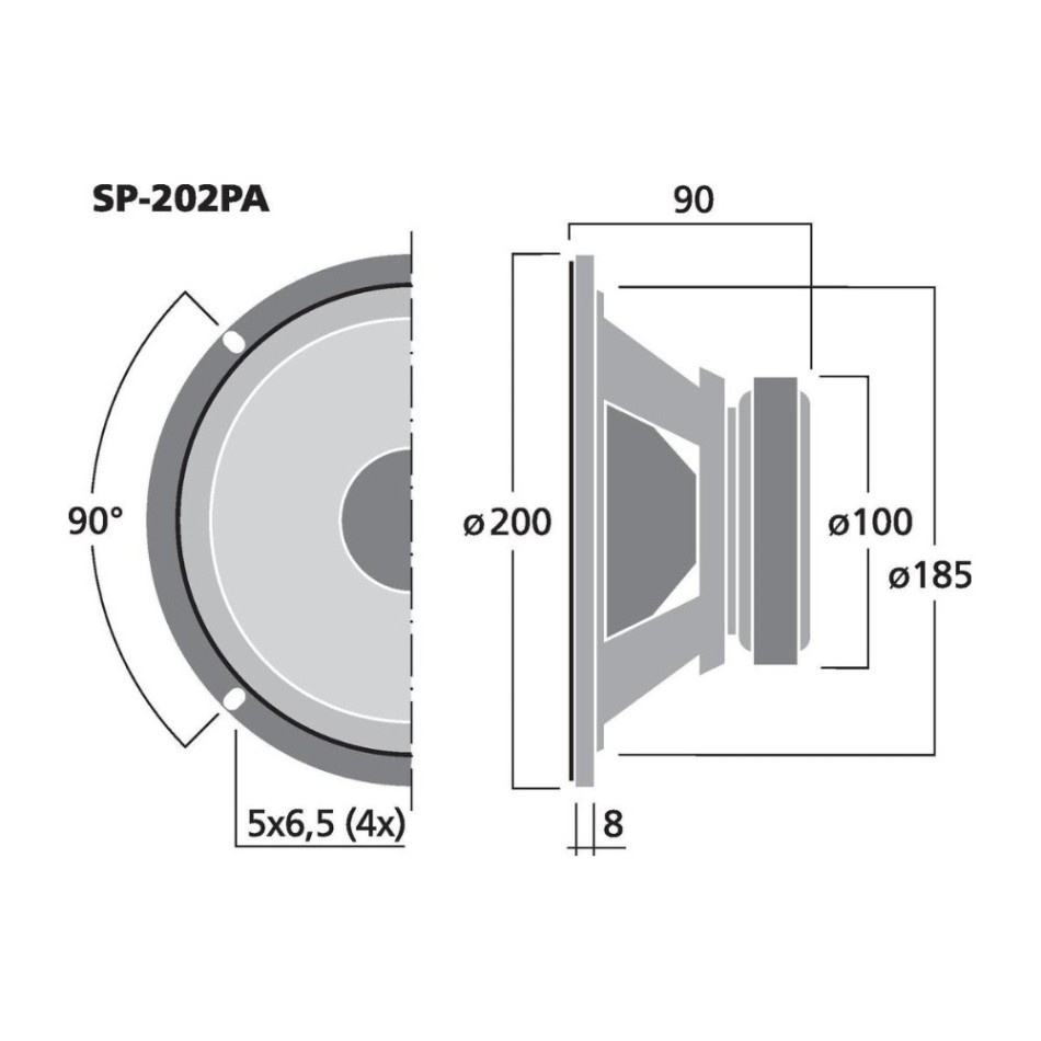 Monacor SP-202PA, 8 tuuman basso-keskiääninen, 8 ohmia