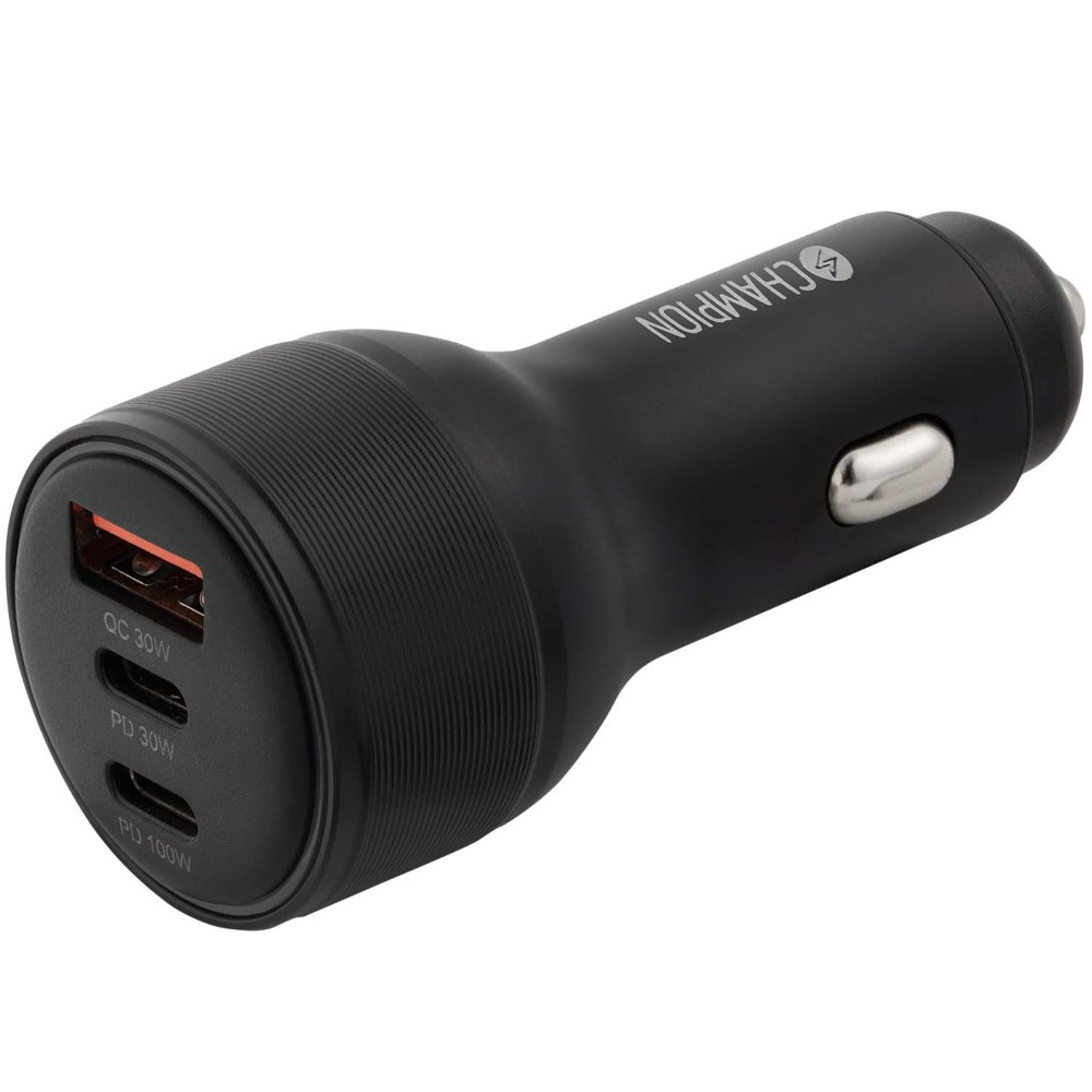 Champion autolaturi 130 W, 3-porttinen QC/PD, musta
