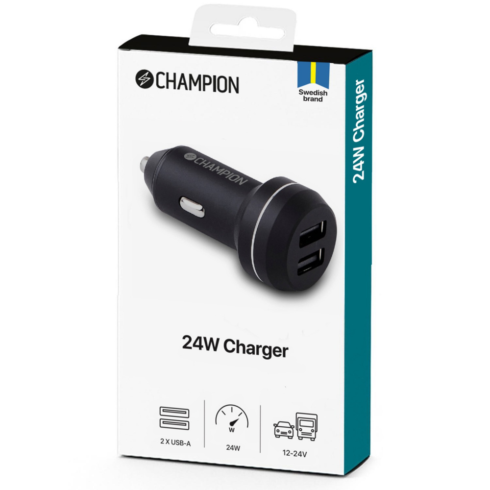 Champion USB-autolaturi 2-porttia, 24W