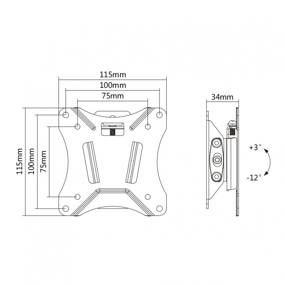 Deltaco ARM-0102 kallistettava VESA-seinäkiinnike, kappale