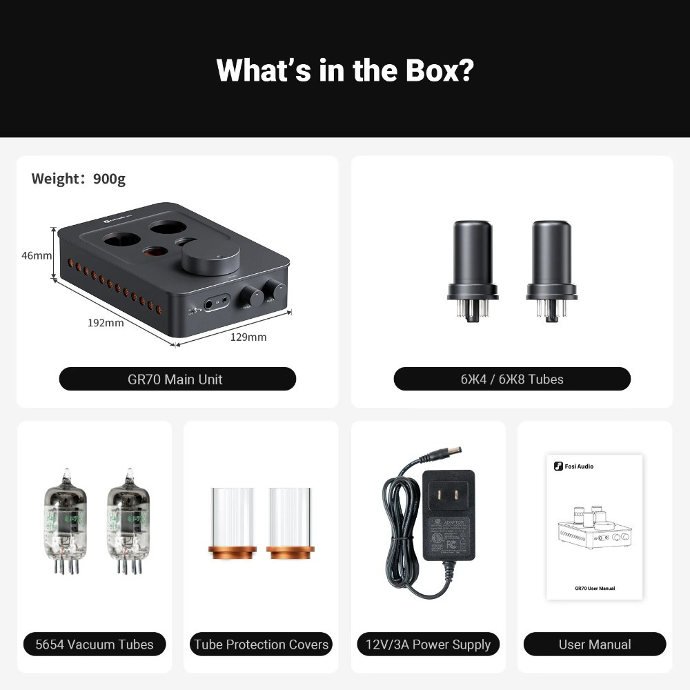 Fosi Audio GR70, kuulokevahvistin putkilla