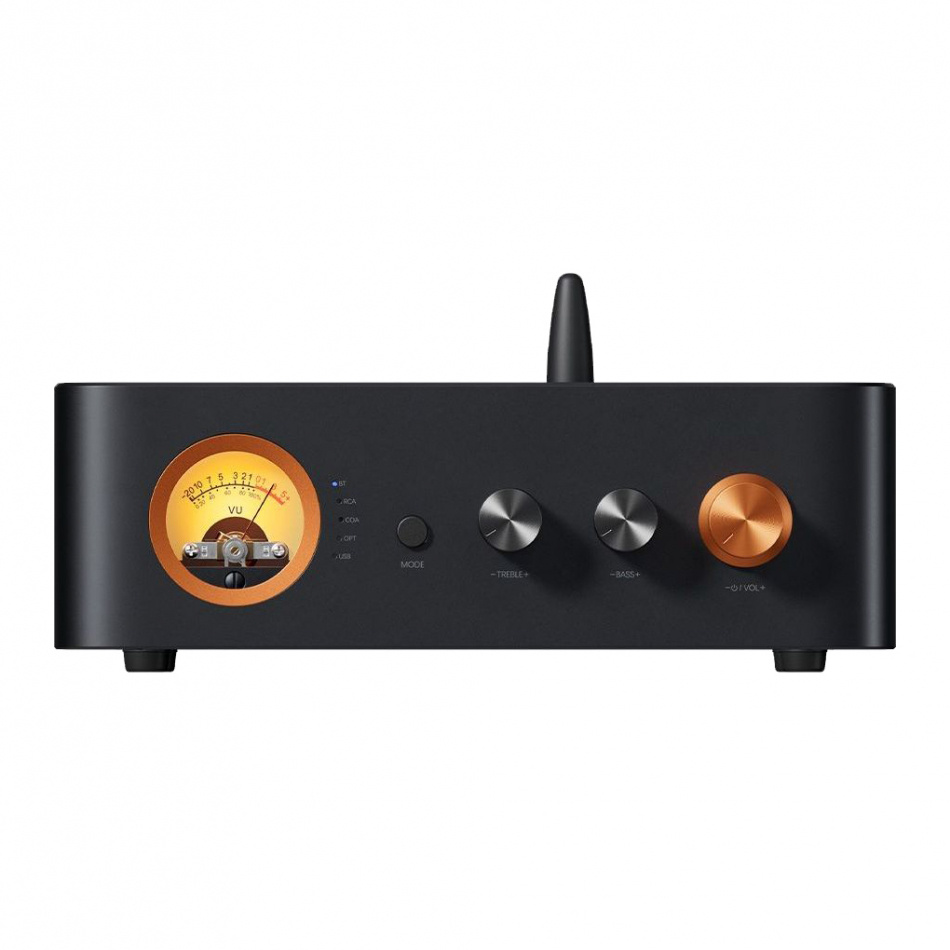 Fosi Audio MC351 stereovahvistin, jossa on sisäänrakennettu subwoofer-vahvistin