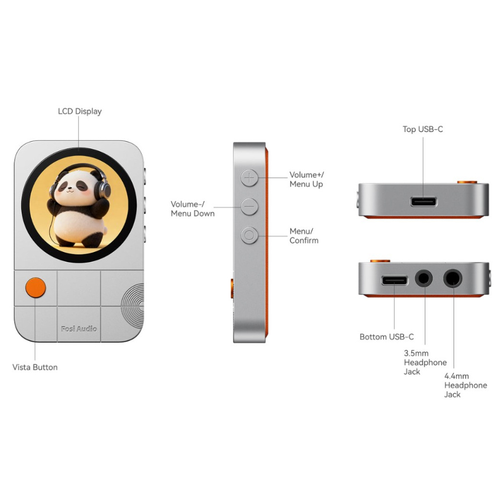 Fosi Audio MD3 kannettava magneettinen DAC/kuulokevahvistin, hopea