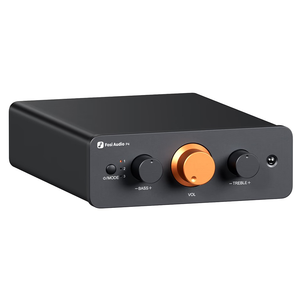 Fosi Audio P4 esivahvistin säätimillä