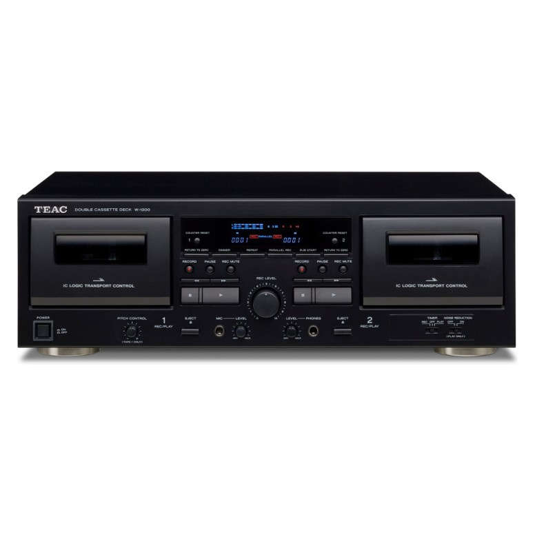 Teac W-1200 kaksoiskasettidekki digitalisoinnilla, musta
