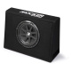 Kicker KickPack KKP210, bassopaketti, jossa on matala portattu 10 tuuman subwooferkotelo, vahvistin ja kaapelisarja Kicker KickPack KKP210, bassopaketti, jossa on matala portattu 10 tuuman subwooferkotelo, vahvistin ja kaapelisarja