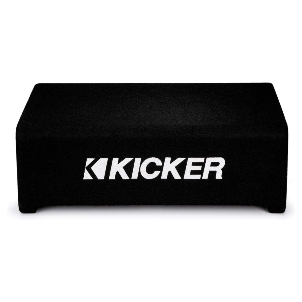 Kicker KickPack KKPDF212, bassopaketti suljetulla alaspäin suunnatulla 12 tuuman subwooferkotelolla, vahvistimella ja kaapelisarjalla
