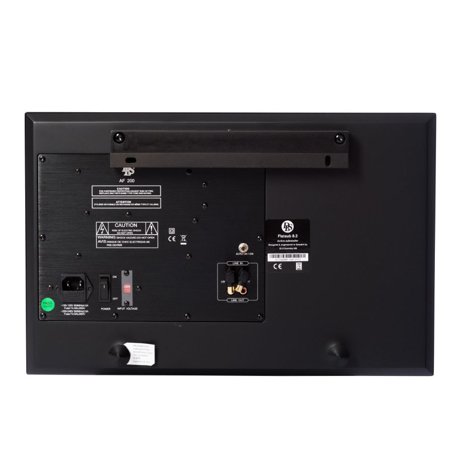 DLS Flatsub 8.2 seinälle ripustettava aktiivinen subwoofer, pianomusta