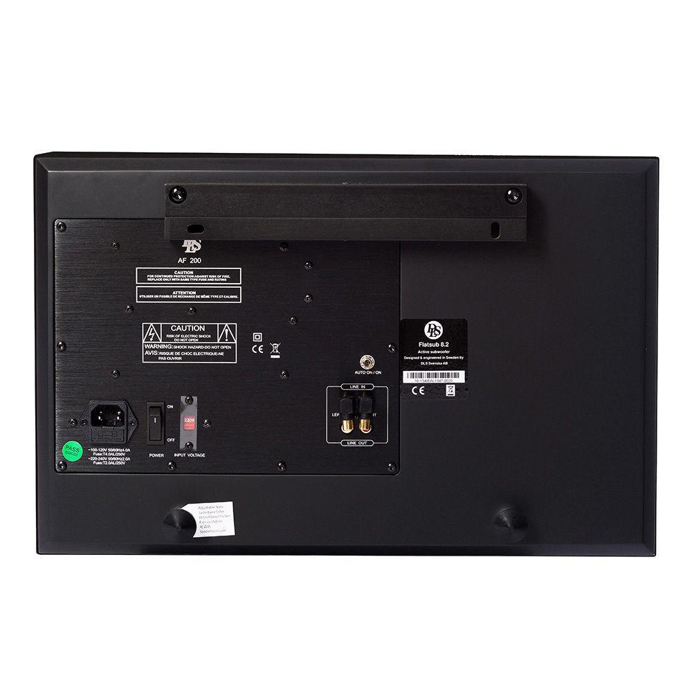DLS Flatsub 8.2 seinälle ripustettava aktiivisubwoofer, matta musta