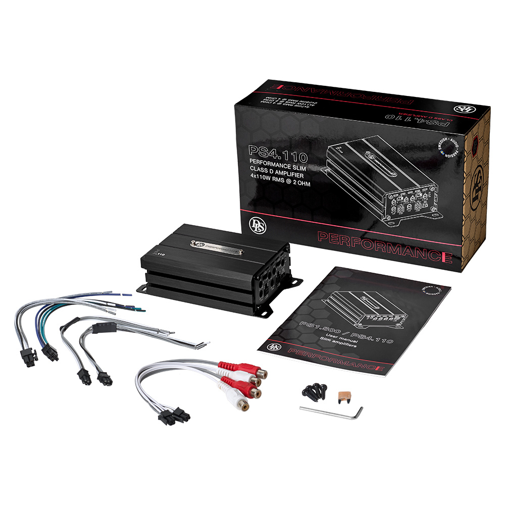 DLS Performance Slim PS4.110, kompaktin nelikanavainen vahvistin