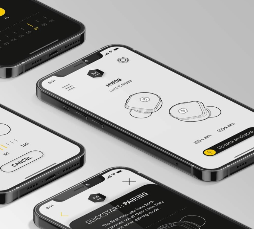 Master & Dynamic MW08 helt trådlösa brusreducerande in-ear hörlurar, blå