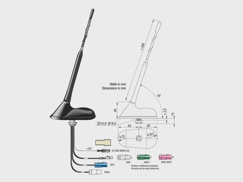 Kattoantenni AM/FM DAB+ GPS DVB-T, aktiivinen