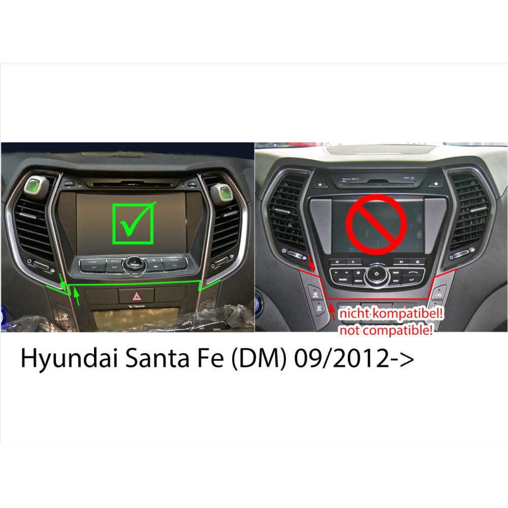 Asennuskehys 2-DIN varustetaskulla, Hyundai Santa Fe musta