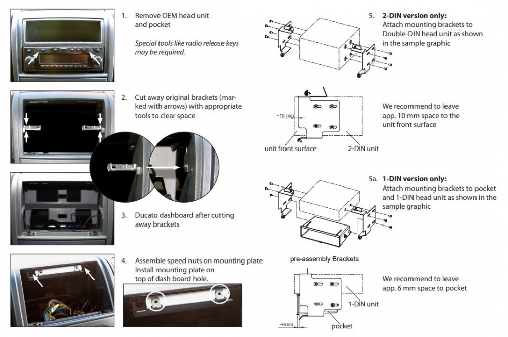 Monteringsram 2-din Ducato, Citroen, Peugeot