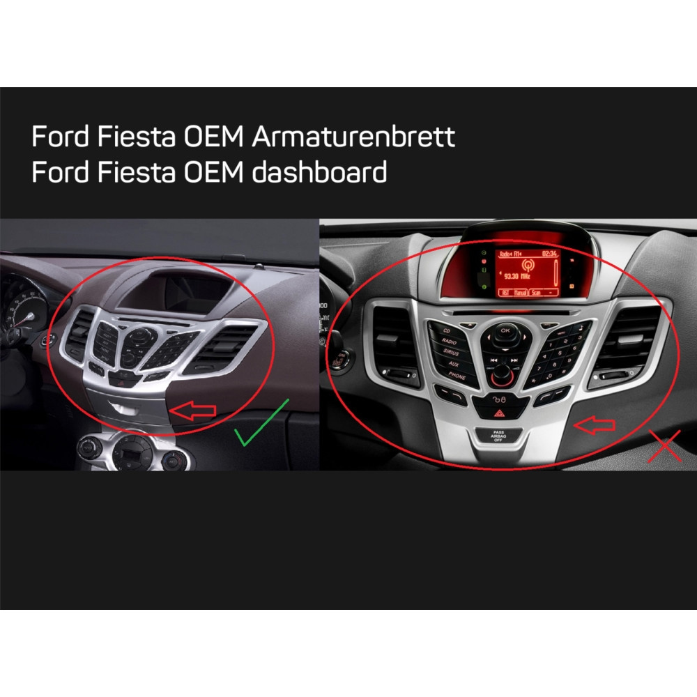 Asennuskehys 2-DIN Ford Fiesta hopea
