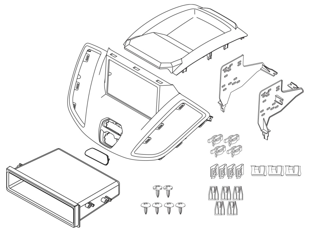 Asennuskehys 2-DIN varustetaskulla Ford Transit V363