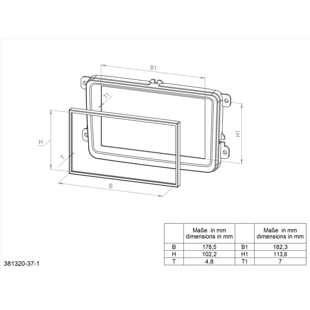 Asennuskehys 2-DIN VW Polo/T6.1, musta