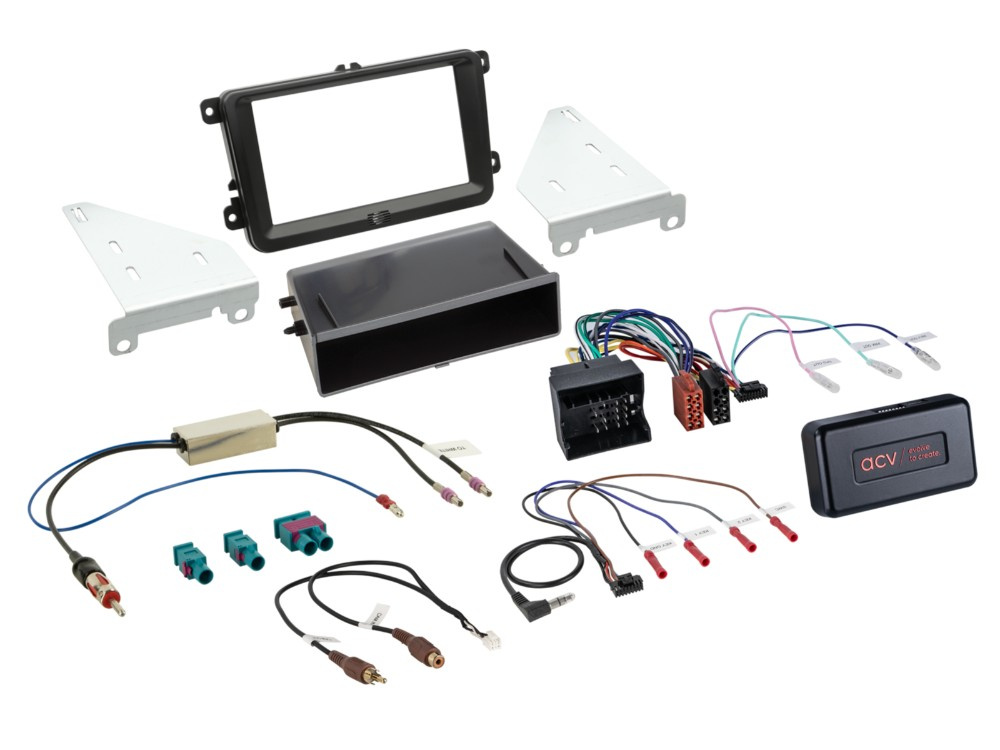 ACV Asennussarja 2-DIN Skoda/VW säilytyslokerolla, musta