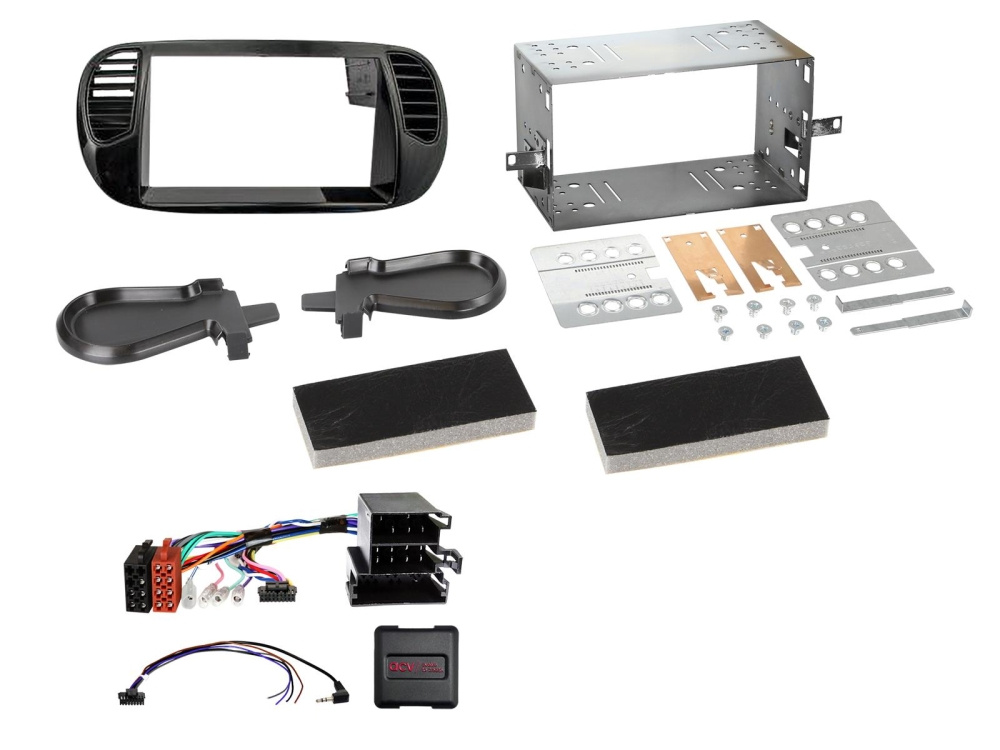 ACV Asennuskehys 2-DIN Fiat 500, mattamusta