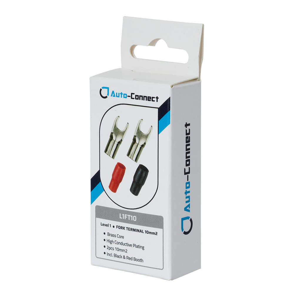 Auto-Connect punainen ja musta haarukkaliitin, 10 mm²