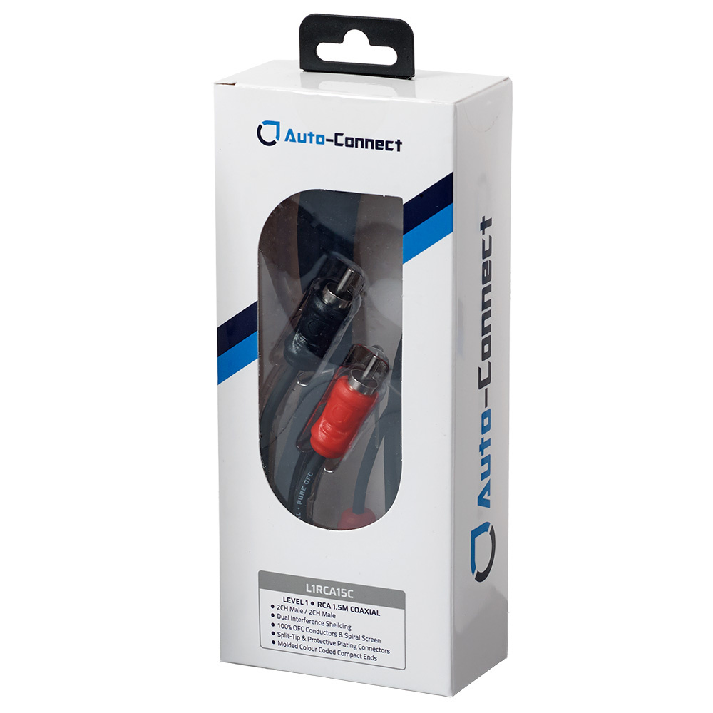 Auto-Connect koaksiaalinen matalatasokaapeli 1.5 metriä, Level 1