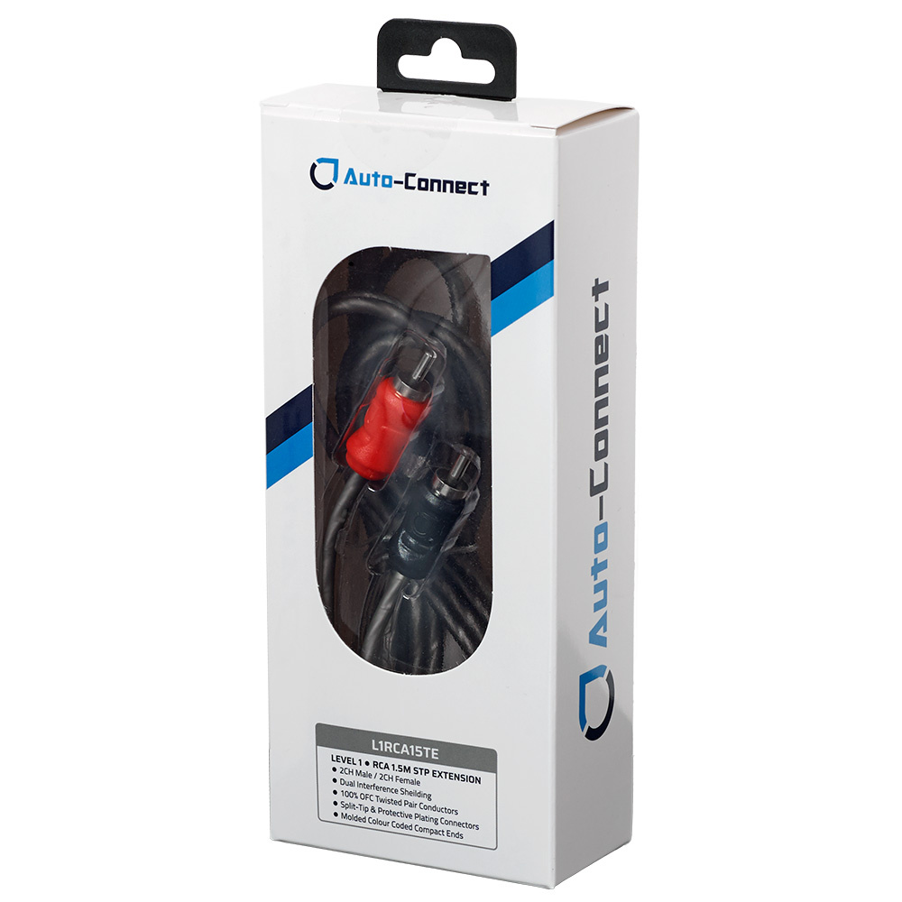 Auto-Connect kierretty RCA-jatkojohto 1,5 metriä, Level 1