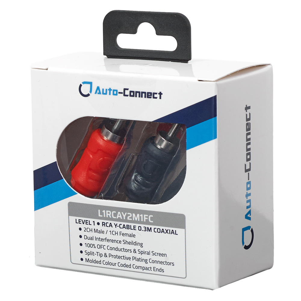 Auto-Connect koaksiaali Y-haaroitin matala taso 2 uros-1 naaras, Level 1