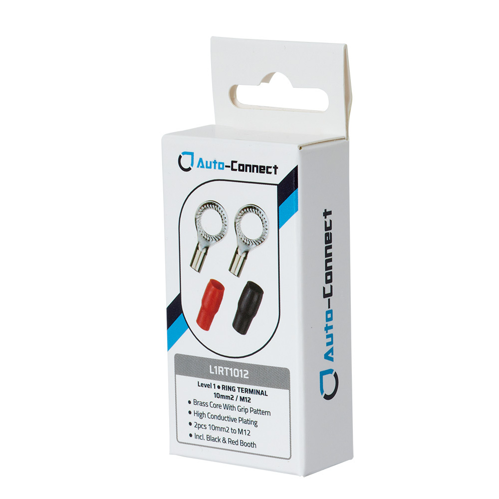 Auto-Connect punainen ja musta rengasliitin M12, 10 mm²