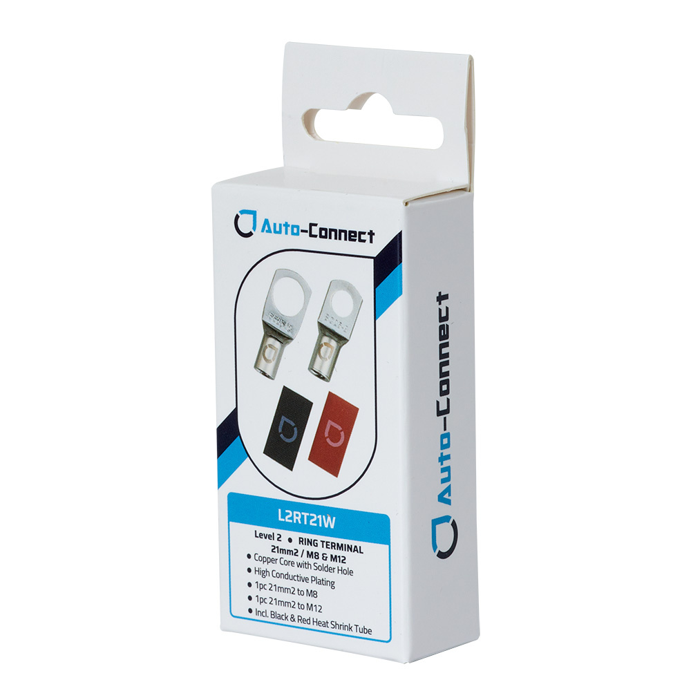 Auto-Connect punainen ja musta putkikaapelikenkä M8/M12, 21 mm²