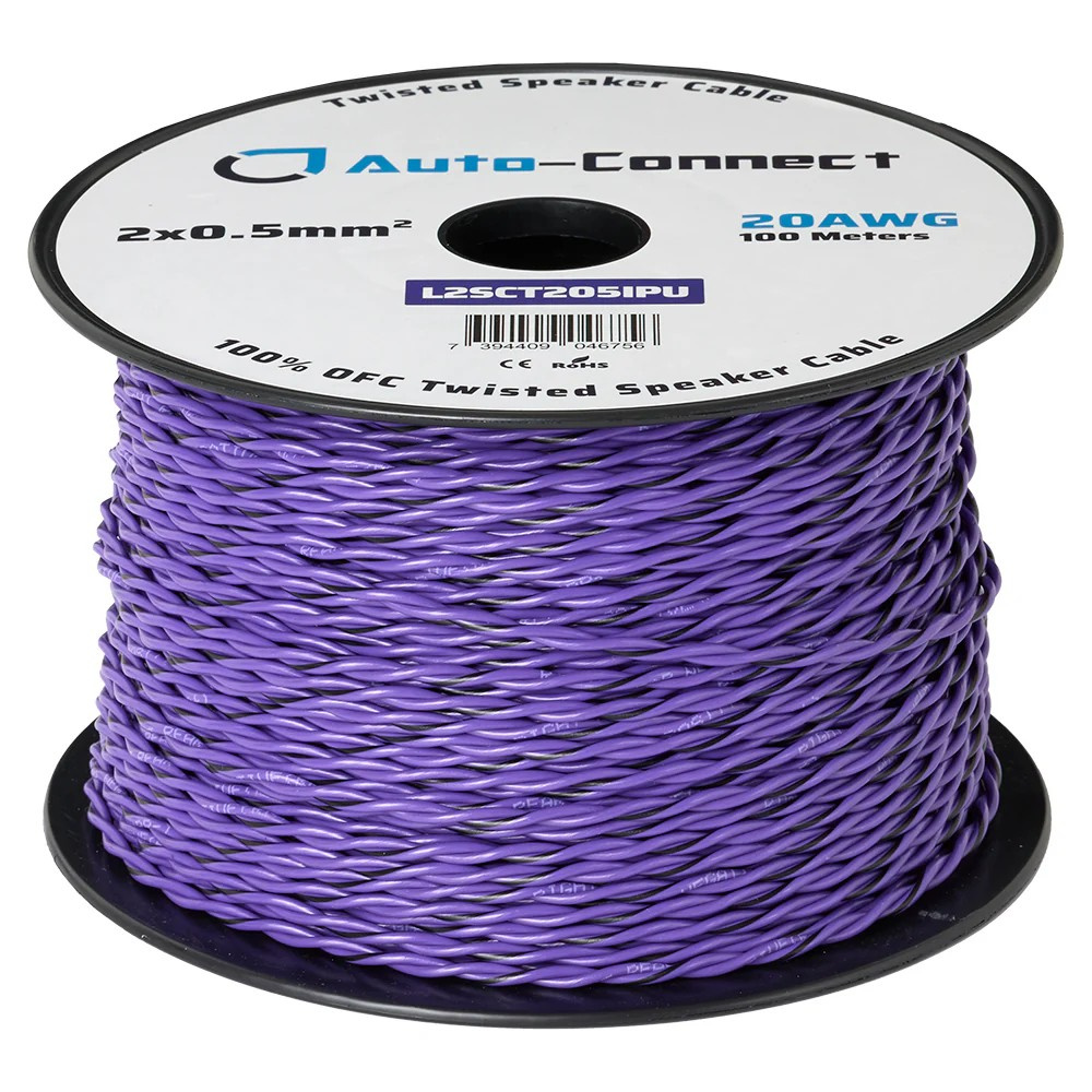 Auto-Connect kierretty OFC-kaiutinkaapeli 2x0.5 mm², violetti metrihinta