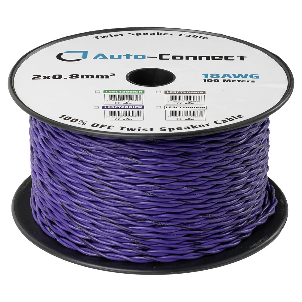 Auto-Connect kierretty kaiutinkaapeli 2x0.8mm² liila, hinta metriä kohti