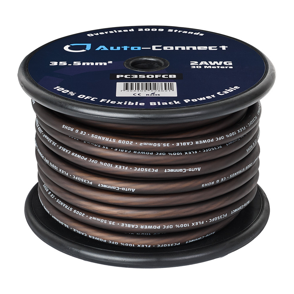 Auto-Connect musta virtakaapeli OFC 35.5mm², metritavara