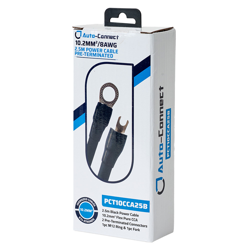 Auto-Connect 2.5 metrin virtajohto CCA 10.2mm², musta