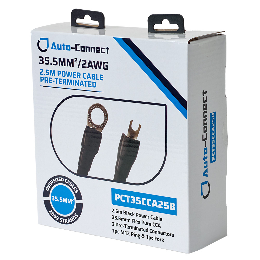 Auto-Connect 2.5 metrin virtajohto CCA 35.5mm², musta
