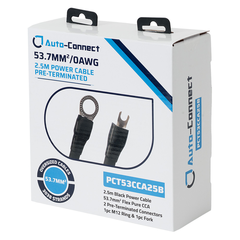 Auto-Connect 2.5 metrin virtajohto CCA 53.7mm², musta
