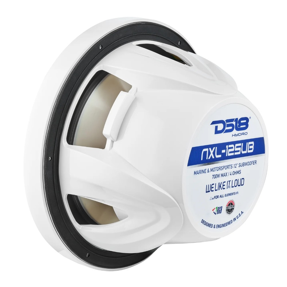 DS18 NXL-12SUB/WH, valkoinen 12 tuuman meribasso LED-valolla, pari