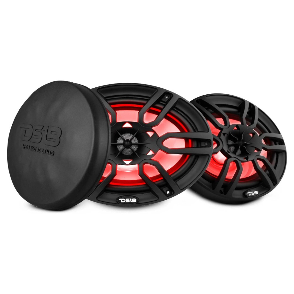 DS18 NXL-69/BK, mustat 6x9 tuuman marinekaiuttimet LED-valolla, pari