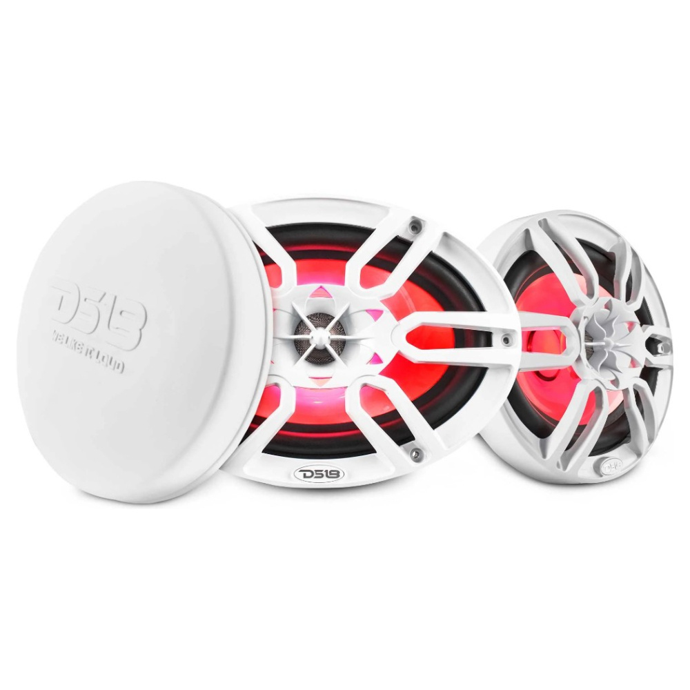 DS18 NXL-69/WH, valkoiset 6x9-tuumaiset merikaiuttimet LED-valolla, pari